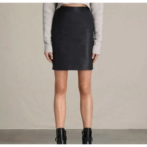 All Saints | Women's Black Back Full Zipper Pencil Skirt Size 4 Slim Fitted Mini